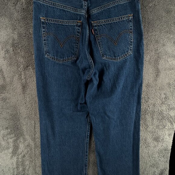 Levi's Premium Ribcage Straight Women 28 Blue Denim Jeans Big E ACTL 29x25 - Picture 9 of 16